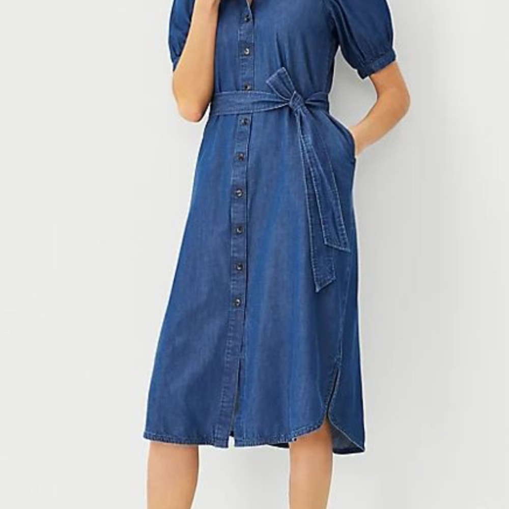 Ann Taylor Denim Midi ShirtDress